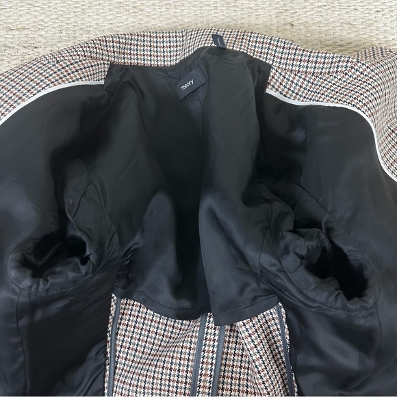 Theory Super Cinch Houndstooth Wool Blend Blazer Jacket Size 4 - Picture 15 of 16